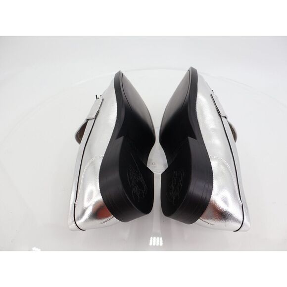 Franco Sarto Lucia Tassel Loafer Women Size 9 Silver Vegan Leather Block Heel - Picture 7 of 11